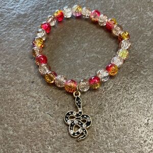 Colorful Beaded Bracelet with Snake Charm